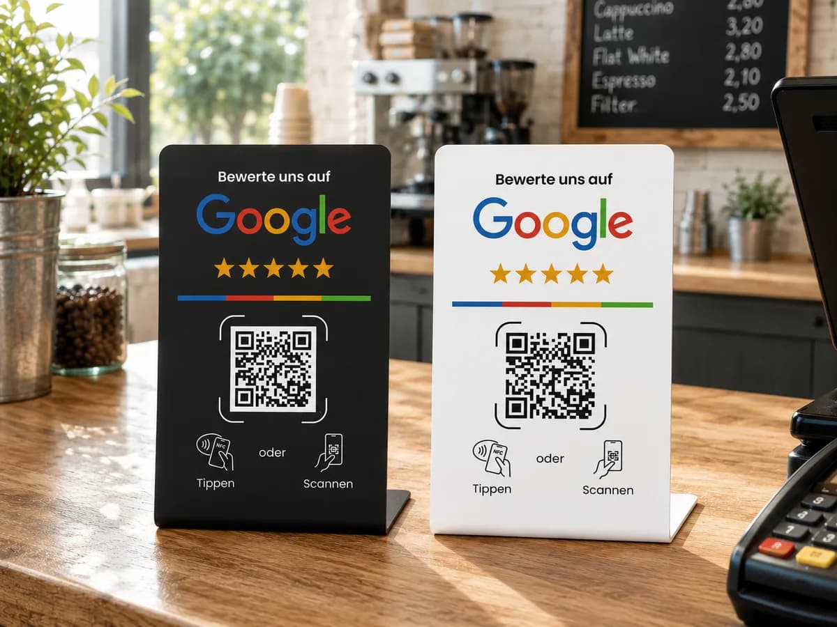 Google NFC-Tischaufsteller – Schwarz & Weiss – Detail
