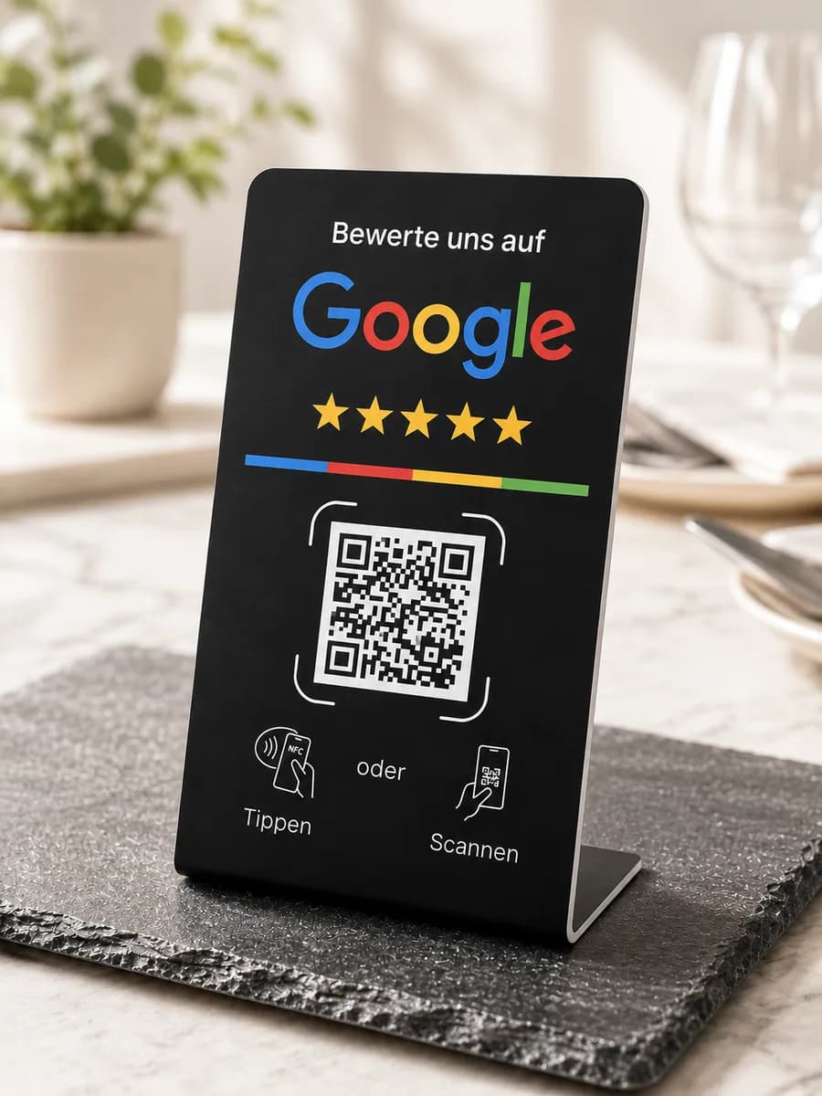 Google NFC-Tischaufsteller – Schwarz & Weiss – Schwarz