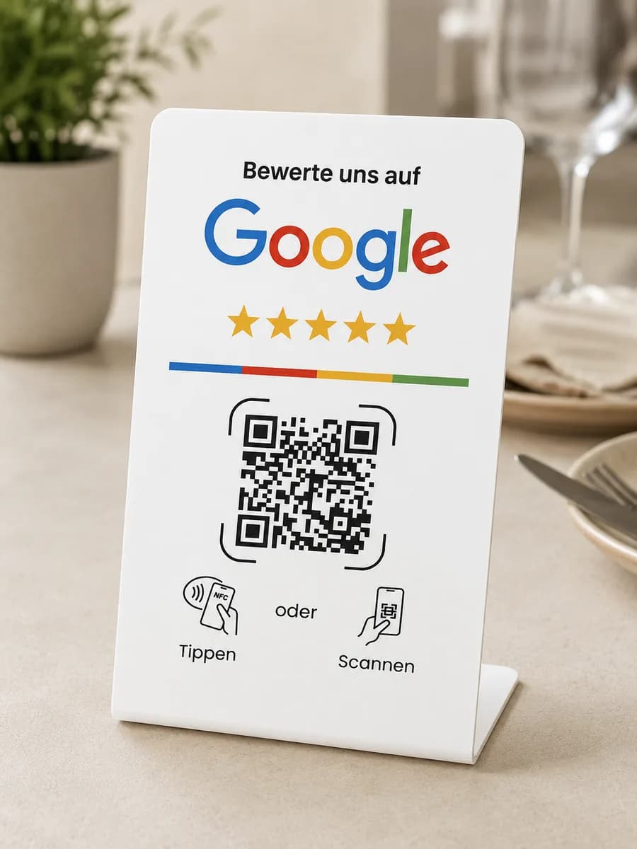 Google NFC-Tischaufsteller – Schwarz & Weiss – Weiss