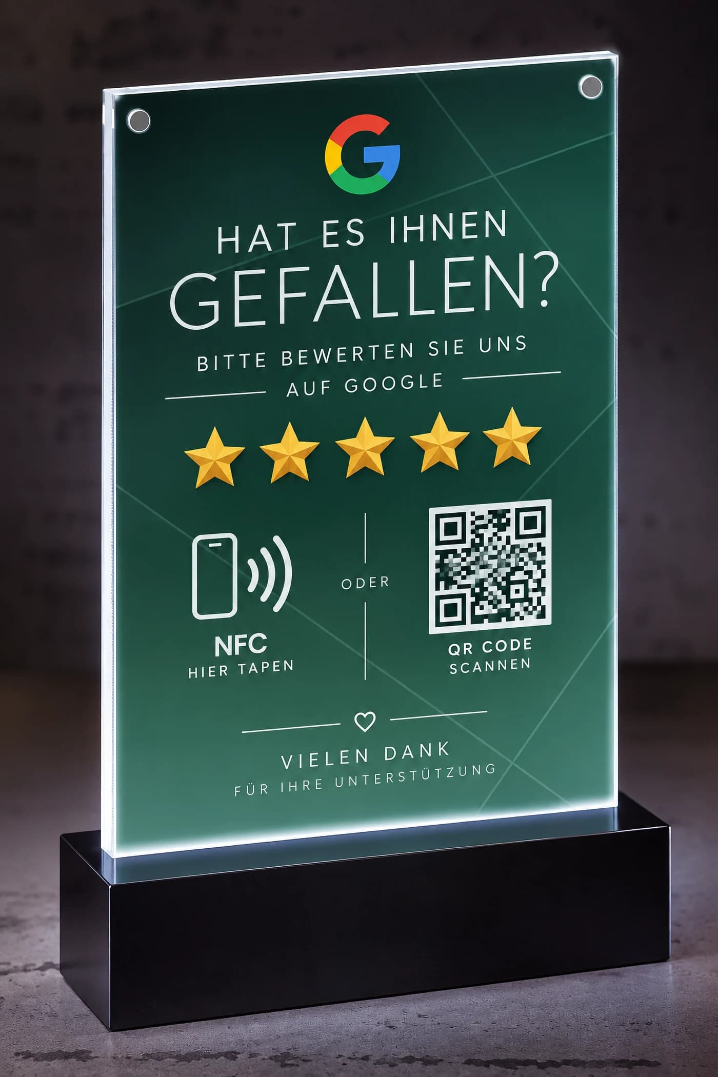LUMEN Green – Google LED-Aufsteller