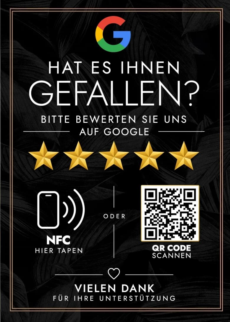 Silvana – Google-Bewertungsaufsteller DIN A4 – Black Floral